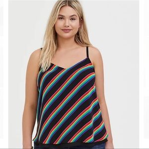 Size 26 - Rainbow & Black Stripe Chiffon Double Layer Swing Tank Top